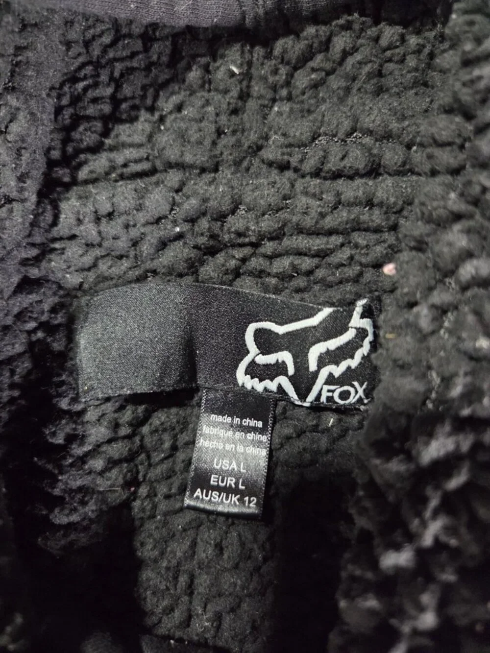 VTG Y2K Fox Racing Womens Full Zip Fur Lined Hoodie Black Pink Embroidered Sz L